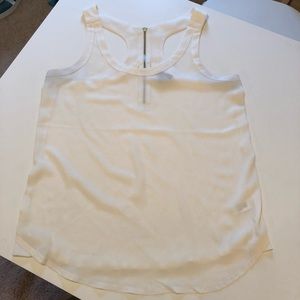 Express Mixed Media Zip Racerback Tank, White Sz M